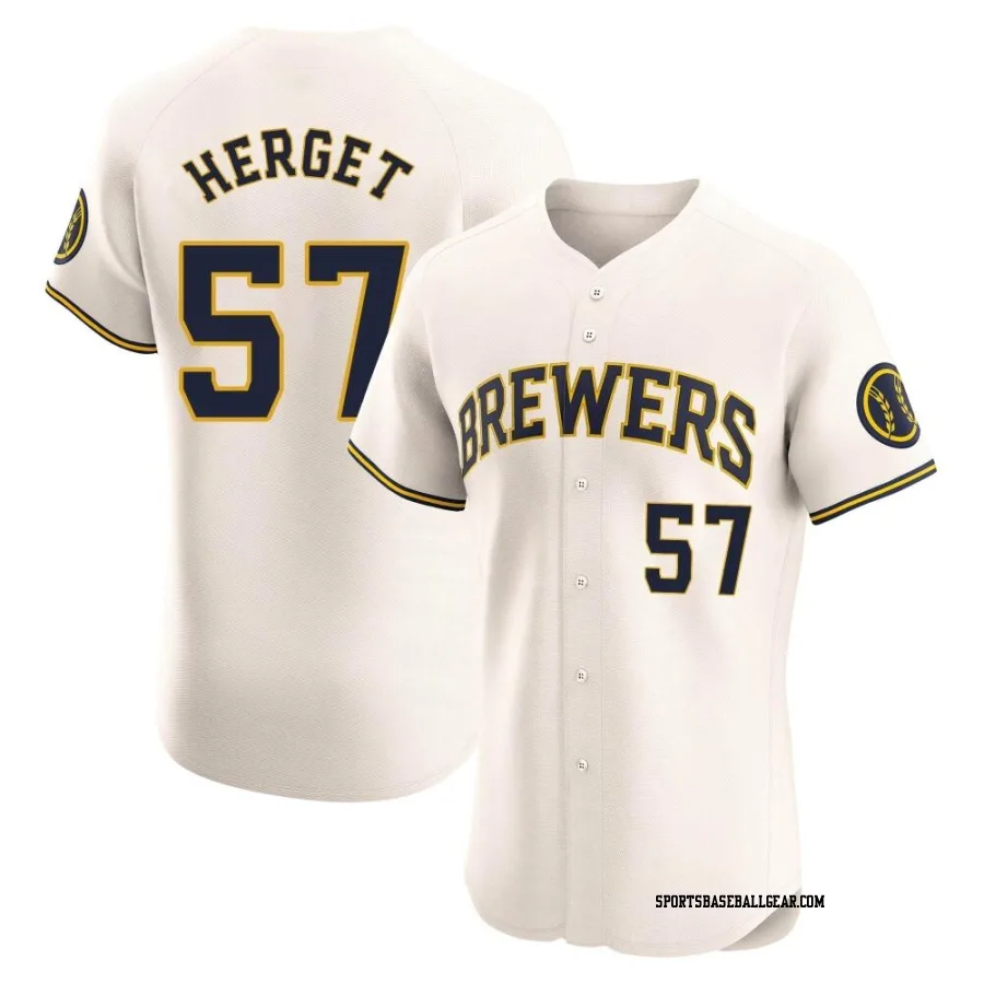 Kevin Herget Men's Milwaukee Brewers Cream Elite Home Jersey