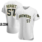 Kevin Herget Men's Milwaukee Brewers White Authentic Alternate Jersey
