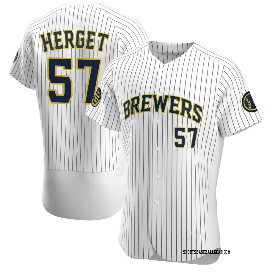 Kevin Herget Men's Milwaukee Brewers White Authentic Alternate Jersey