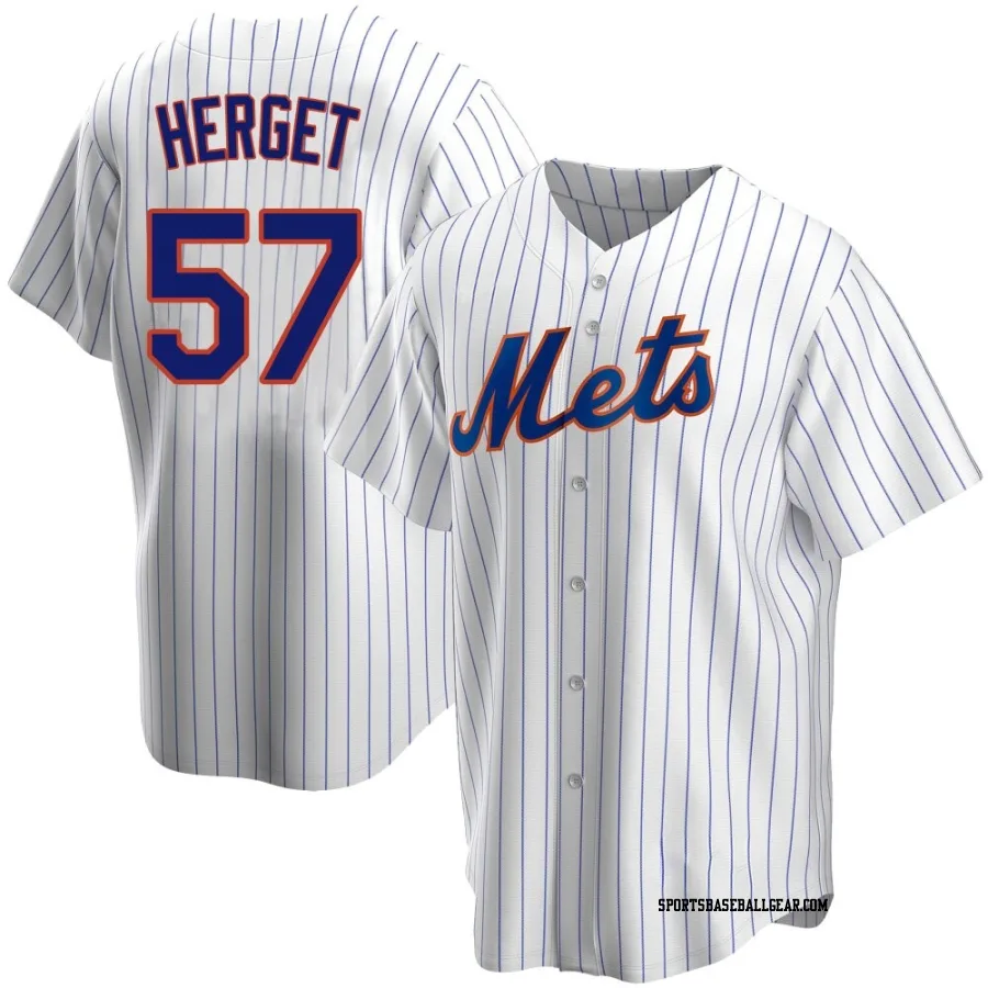 Kevin Herget Men's New York Mets White Replica Home Jersey