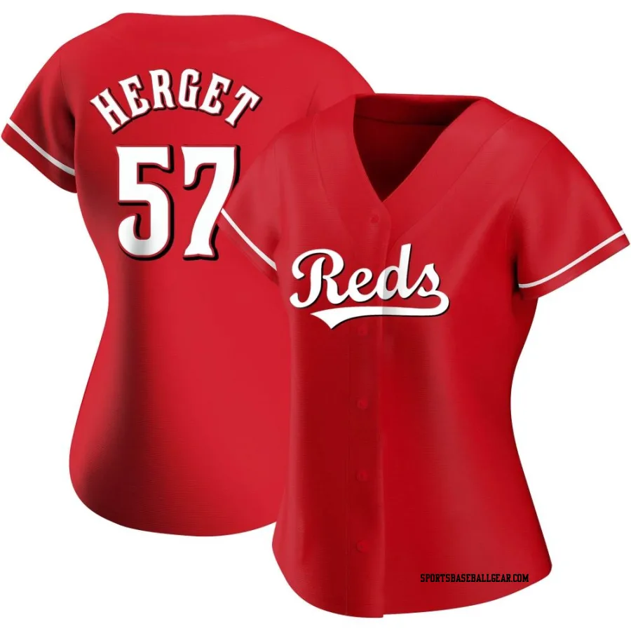 Kevin Herget Women's Cincinnati Reds Red Replica Alternate Jersey