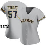 Kevin Herget Women's Milwaukee Brewers Gray Authentic Road Jersey