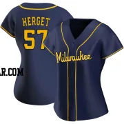 Kevin Herget Women's Milwaukee Brewers Navy Authentic Alternate Jersey