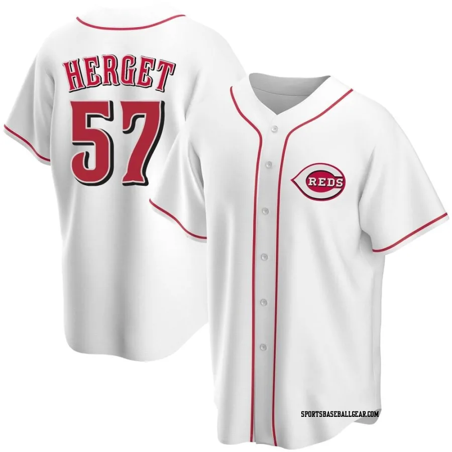 Kevin Herget Youth Cincinnati Reds White Replica Home Jersey