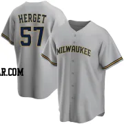 Kevin Herget Youth Milwaukee Brewers Gray Replica Road Jersey