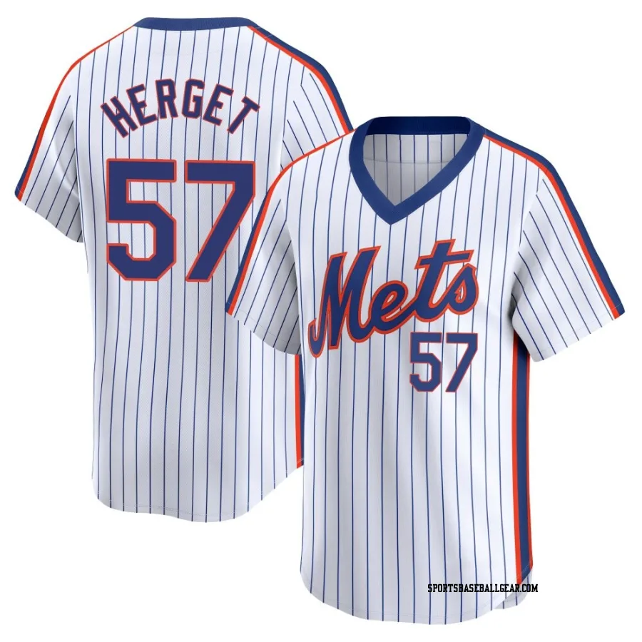 Kevin Herget Youth New York Mets White Limited Cooperstown Collection Jersey