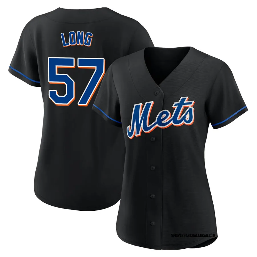 Kevin Long Women's New York Mets Black Replica 2022 Alternate Jersey