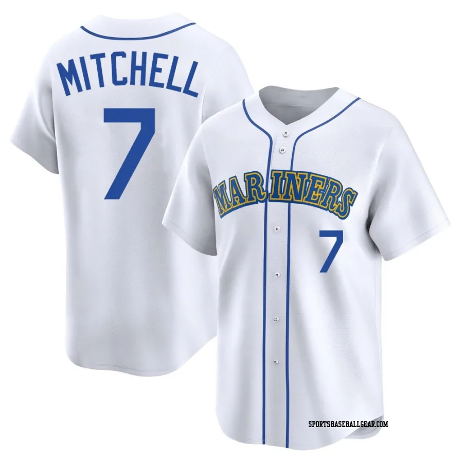 Kevin Mitchell Men's Seattle Mariners White Limited Throwback Cooperstown Collection Jersey