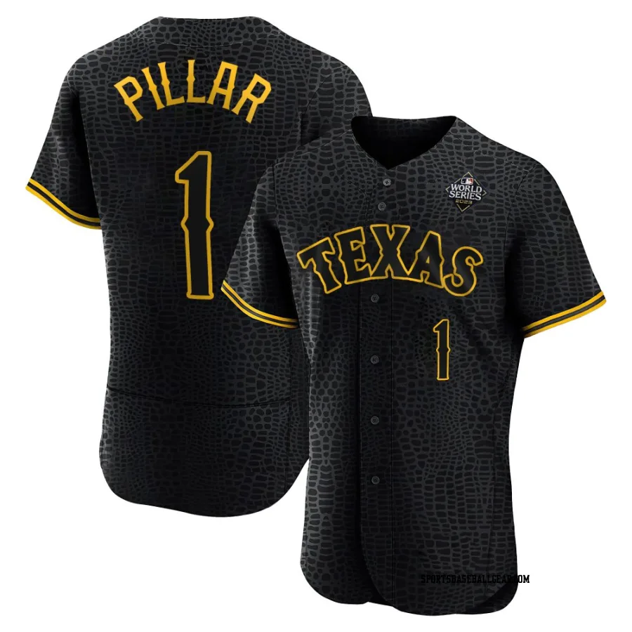 Kevin Pillar Men's Texas Rangers Black Authentic Snake Skin City 2023 World Series Jersey