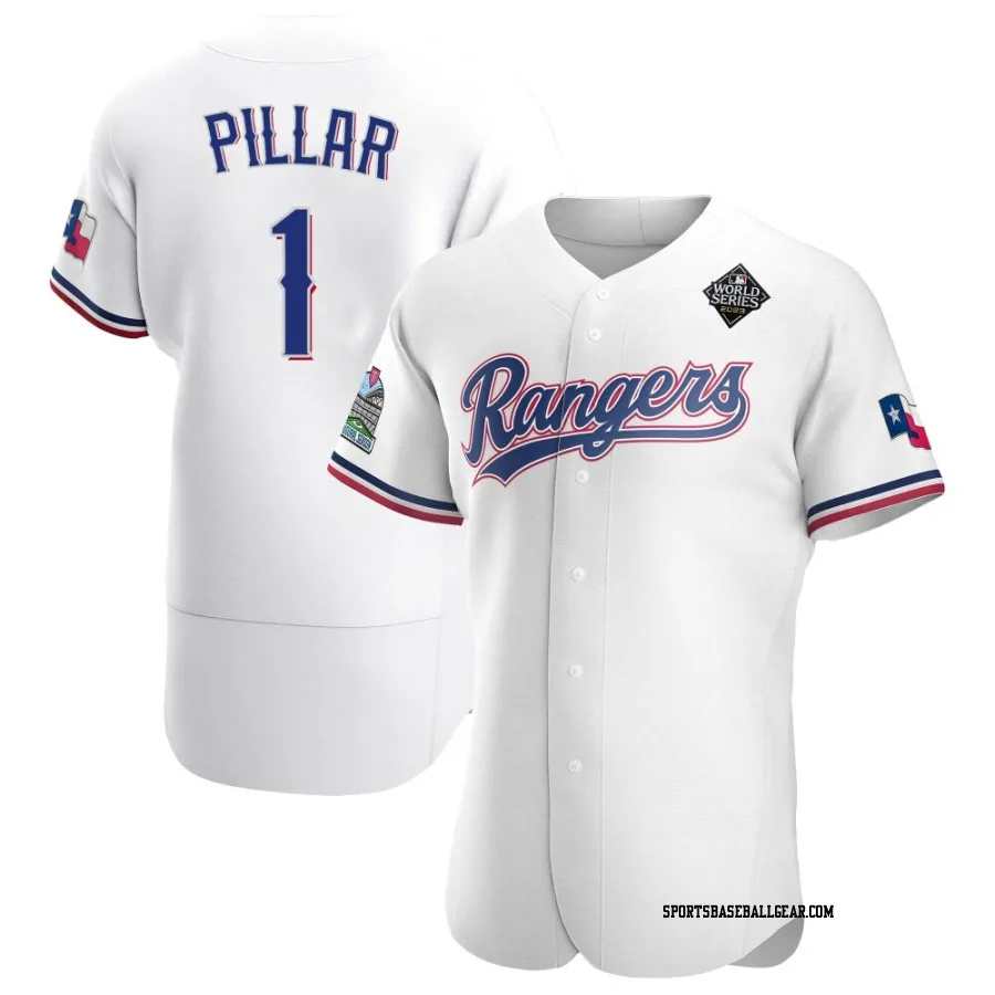 Kevin Pillar Men's Texas Rangers White Authentic Home 2023 World Series Jersey