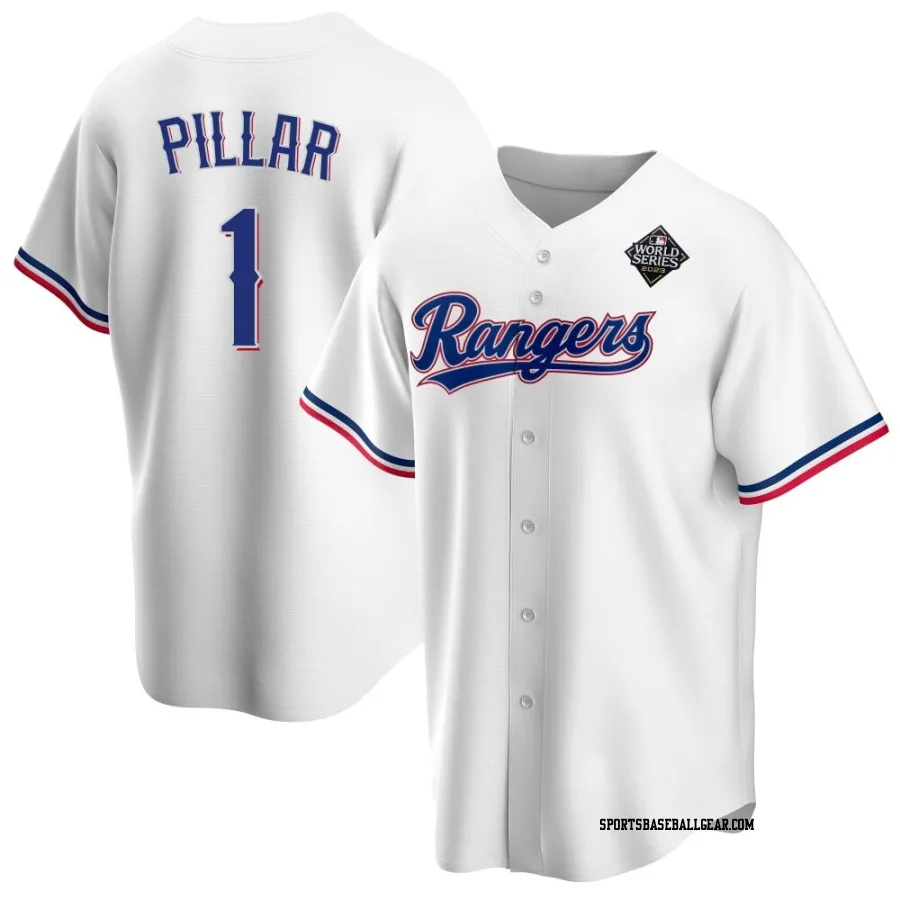 Kevin Pillar Men's Texas Rangers White Replica Home 2023 World Series Jersey