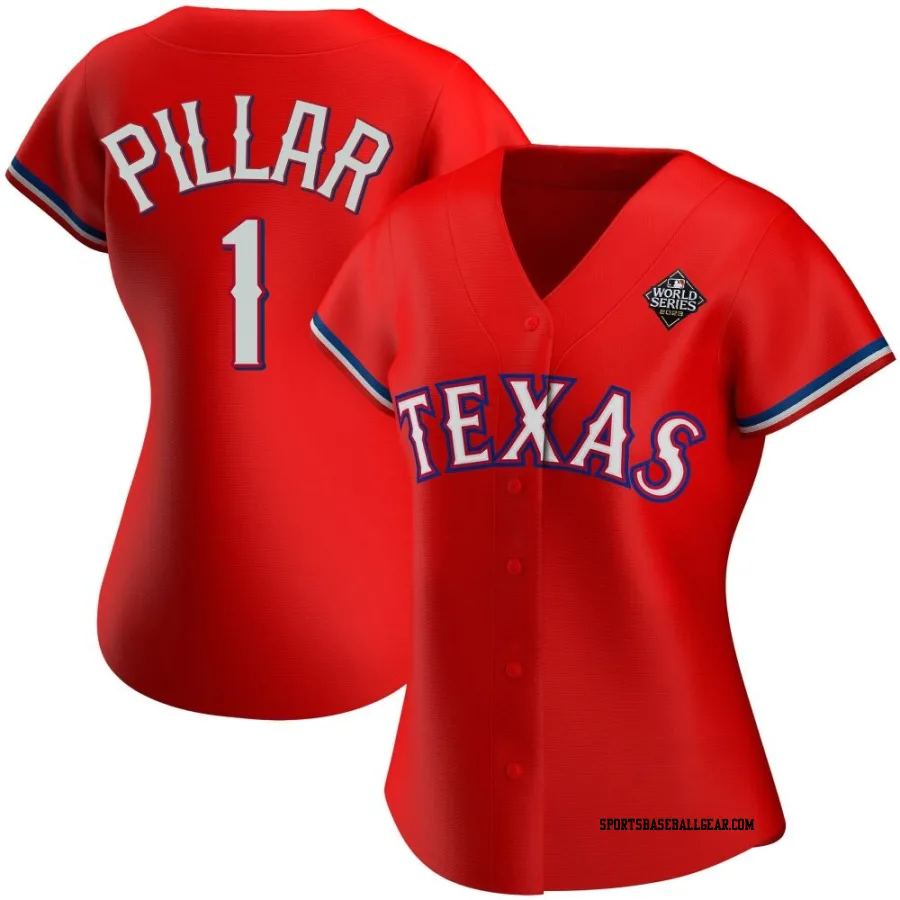 Kevin Pillar Women's Texas Rangers Red Authentic Alternate 2023 World Series Jersey