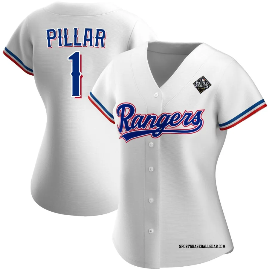 Kevin Pillar Women's Texas Rangers White Replica Home 2023 World Series Jersey