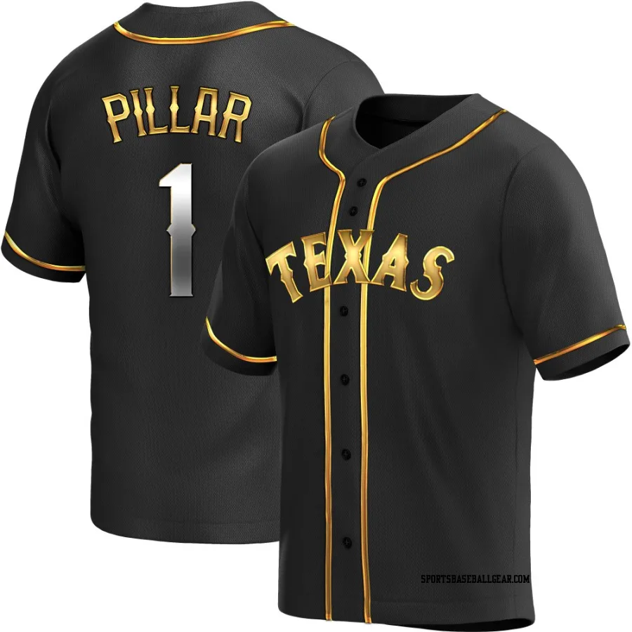 Kevin Pillar Youth Texas Rangers Black Golden Replica Alternate Jersey