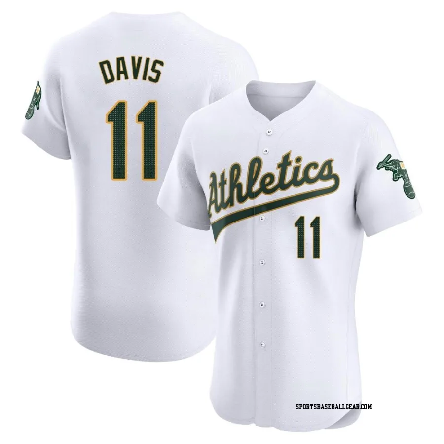 Khris Davis Men's Oakland Athletics White Elite Home Jersey