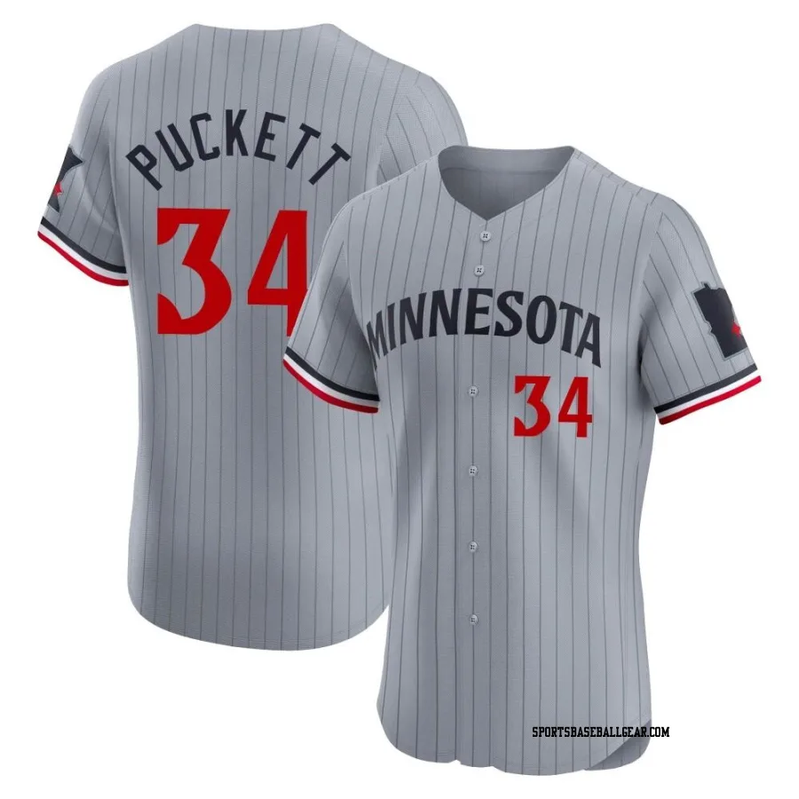 Kirby Puckett Men's Minnesota Twins Gray Elite Road Jersey
