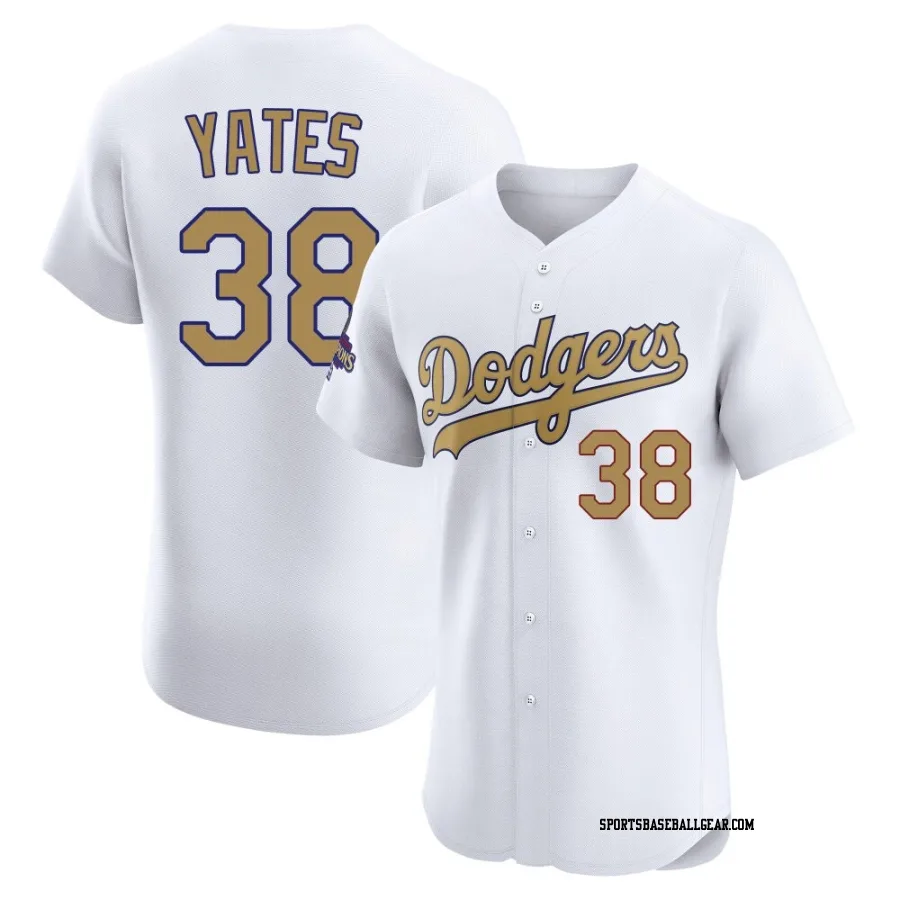 Kirby Yates Men's Los Angeles Dodgers Gold Elite White 2025 Collection Jersey