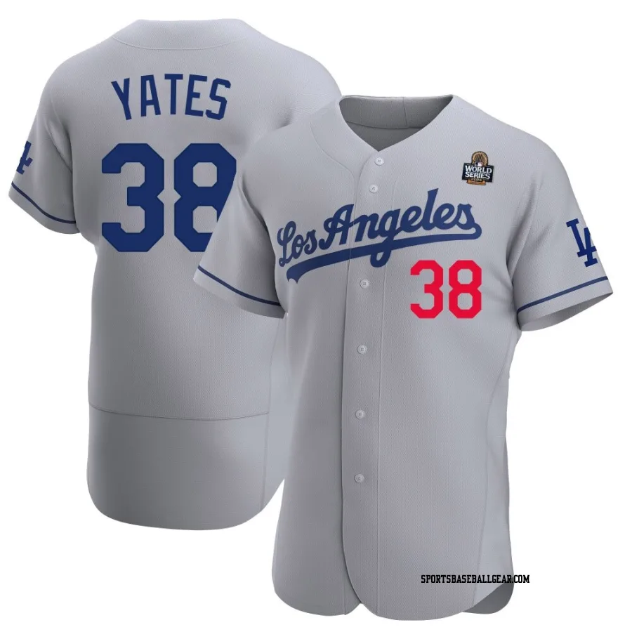 Kirby Yates Men's Los Angeles Dodgers Gray Authentic Away Official 2024 World Series Jersey