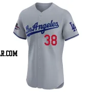 Kirby Yates Men's Los Angeles Dodgers Gray Elite Road World Series Champions Jersey
