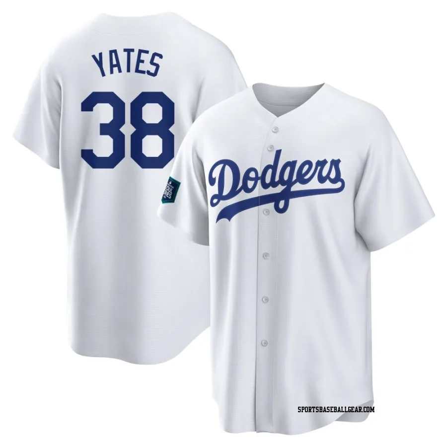 Kirby Yates Men's Los Angeles Dodgers White Replica 2024 World Tour Seoul Series Home Jersey