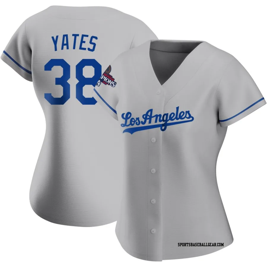 Kirby Yates Women's Los Angeles Dodgers Gray Replica Road 2024 World Series Champions Jersey