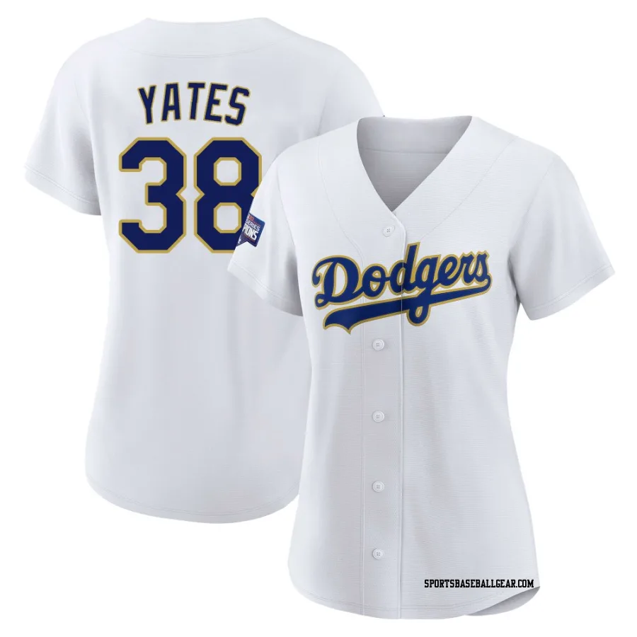 Kirby Yates Women's Los Angeles Dodgers White/Gold Replica 2021 Gold Program Player Jersey