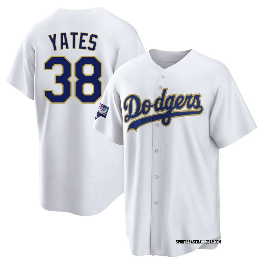 Kirby Yates Youth Los Angeles Dodgers White/Gold Replica 2021 Gold Program Player Jersey