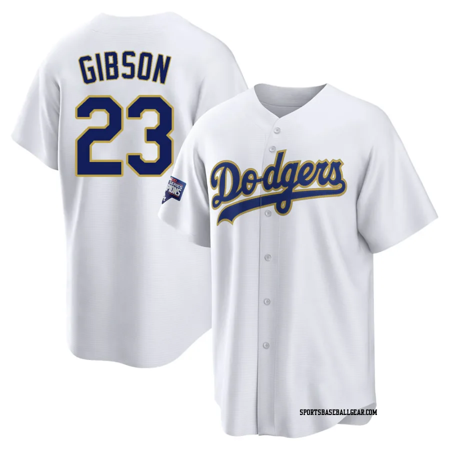 Kirk Gibson Men's Los Angeles Dodgers White/Gold Replica 2021 Gold Program Player Jersey
