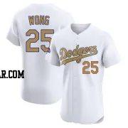 Kolten Wong Men's Los Angeles Dodgers Gold Elite White 2025 Collection Jersey
