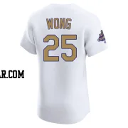 Kolten Wong Men's Los Angeles Dodgers Gold Elite White 2025 Collection Jersey