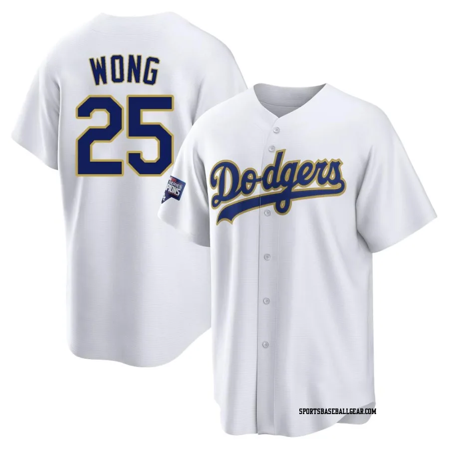 Kolten Wong Men's Los Angeles Dodgers White/Gold Replica 2021 Gold Program Player Jersey