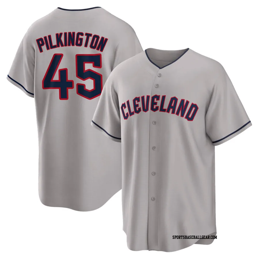 Konnor Pilkington Men's Cleveland Guardians Gray Replica Road Jersey