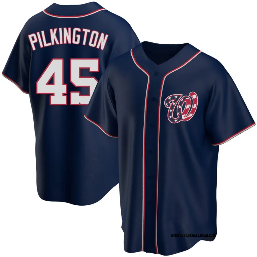 Konnor Pilkington Men's Washington Nationals Navy Replica Alternate Team Jersey