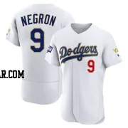 Kristopher Negron Men's Los Angeles Dodgers White/Gold Authentic 2021 Gold Program Player Jersey