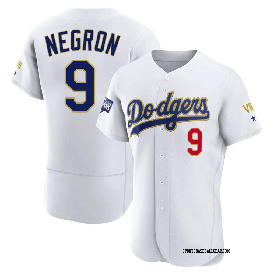 Kristopher Negron Men's Los Angeles Dodgers White/Gold Authentic 2021 Gold Program Player Jersey