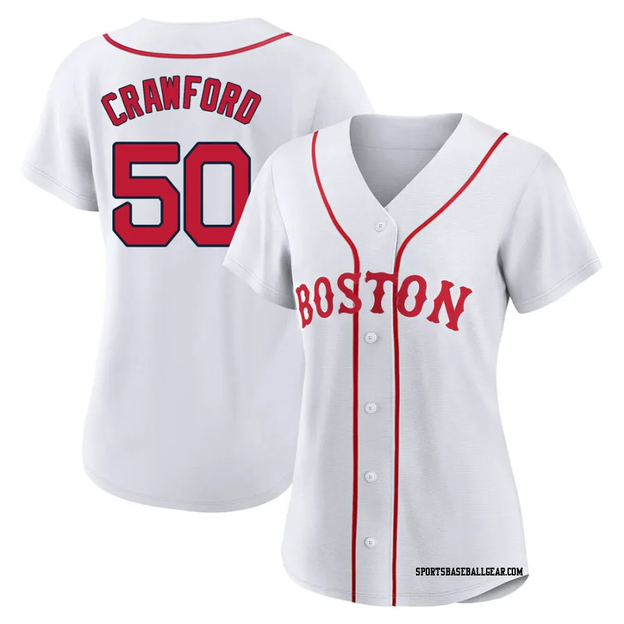 Kutter Crawford Women's Boston Red Sox White Replica 2021 Patriots' Day Jersey