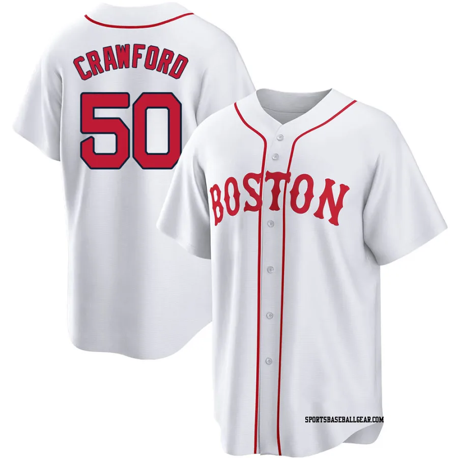 Kutter Crawford Youth Boston Red Sox White Replica 2021 Patriots' Day Jersey