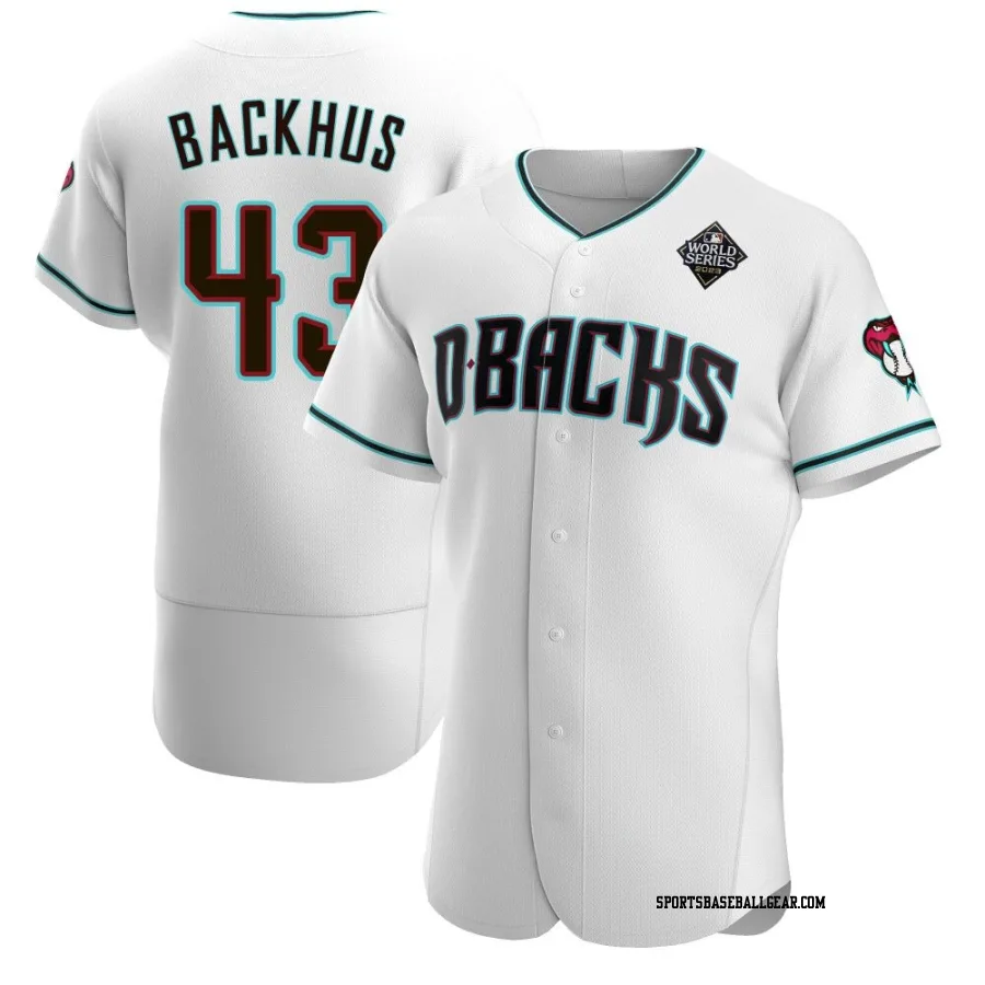 Kyle Backhus Men's Arizona Diamondbacks White Authentic Teal Alternate 2023 World Series Jersey