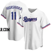 Kyle Higashioka Men's Texas Rangers White Replica Home 2023 World Series Champions Jersey