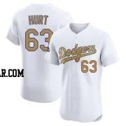 Kyle Hurt Men's Los Angeles Dodgers Gold Elite White 2025 Collection Jersey