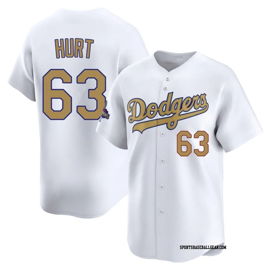 Kyle Hurt Men's Los Angeles Dodgers Gold Limited White 2025 Collection Jersey