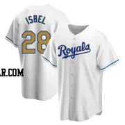 Kyle Isbel Youth Kansas City Royals Gold Replica White Home Jersey