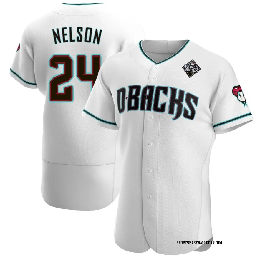 Kyle Nelson Men's Arizona Diamondbacks White Authentic Teal Alternate 2023 World Series Jersey