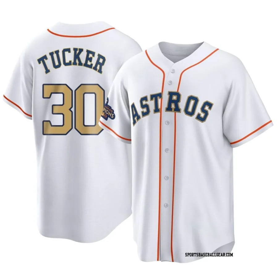 Kyle Tucker Men's Houston Astros Gold Replica White 2023 Collection Jersey