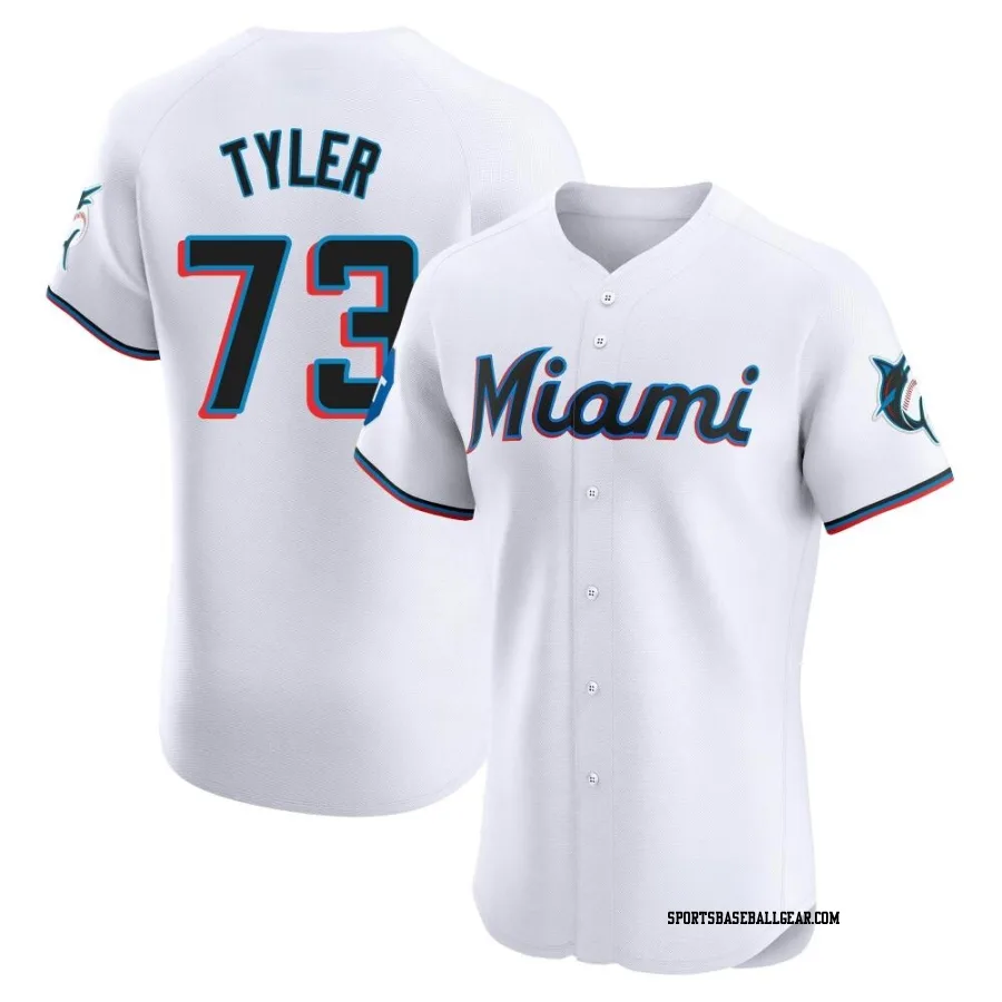 Kyle Tyler Men's Miami Marlins White Elite Home Patch Jersey
