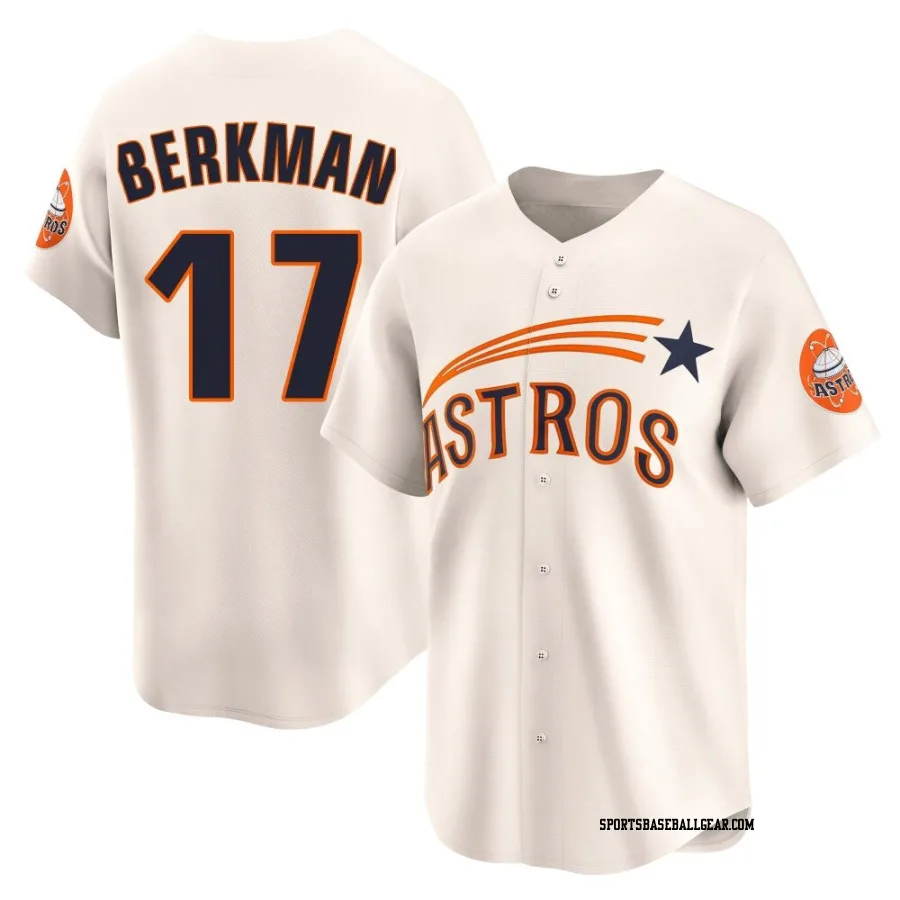 Lance Berkman Men's Houston Astros Cream Limited Throwback Cooperstown Collection Jersey