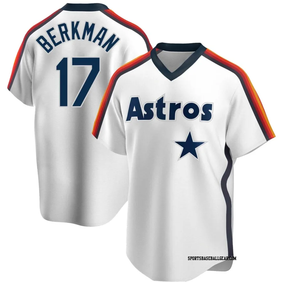 Lance Berkman Men's Houston Astros White Replica Home Cooperstown Collection Team Jersey
