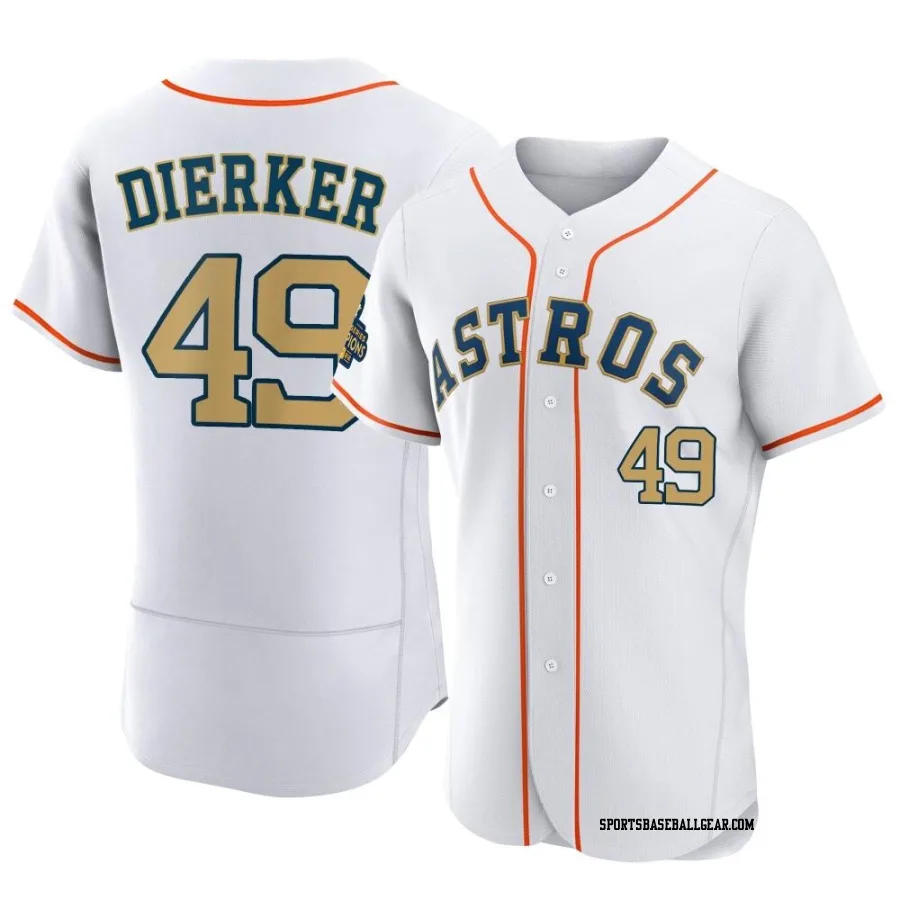 Larry Dierker Men's Houston Astros Gold Authentic White 2023 Collection Jersey