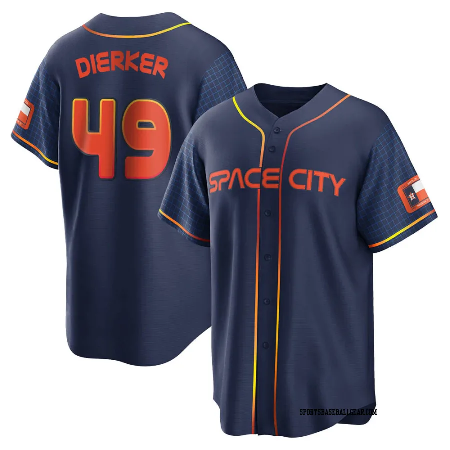 Larry Dierker Youth Houston Astros Navy Replica 2022 City Connect Jersey