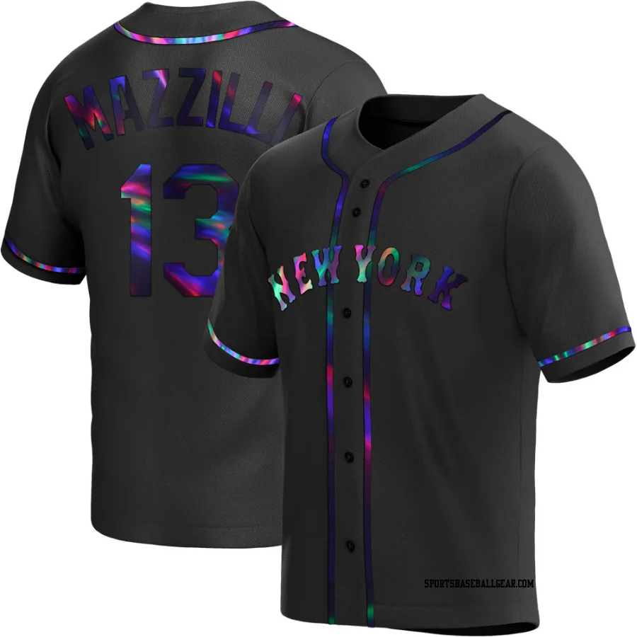 Lee Mazzilli Men's New York Mets Black Holographic Replica Alternate Jersey